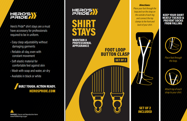 Heros Pride Shirt Stays-Foot Loop Button Clasp