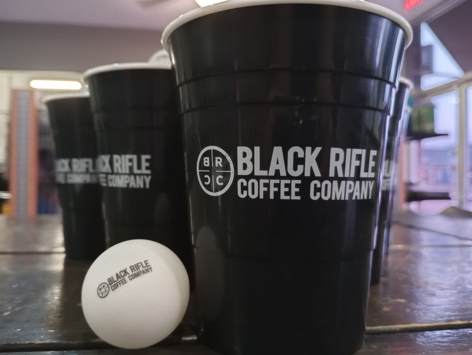 Black Rifle Coffee Solo Type cup and pong ball