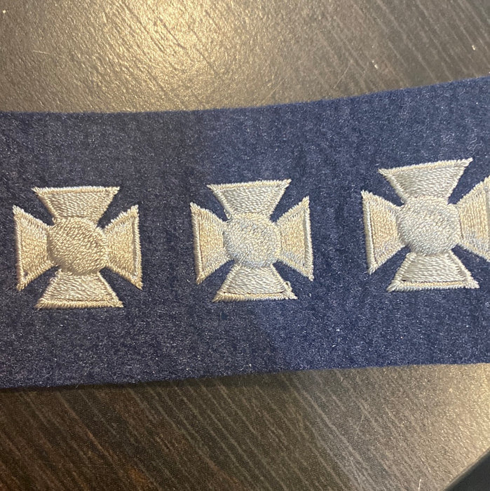 Silver Maltease Cross on Navy CTab