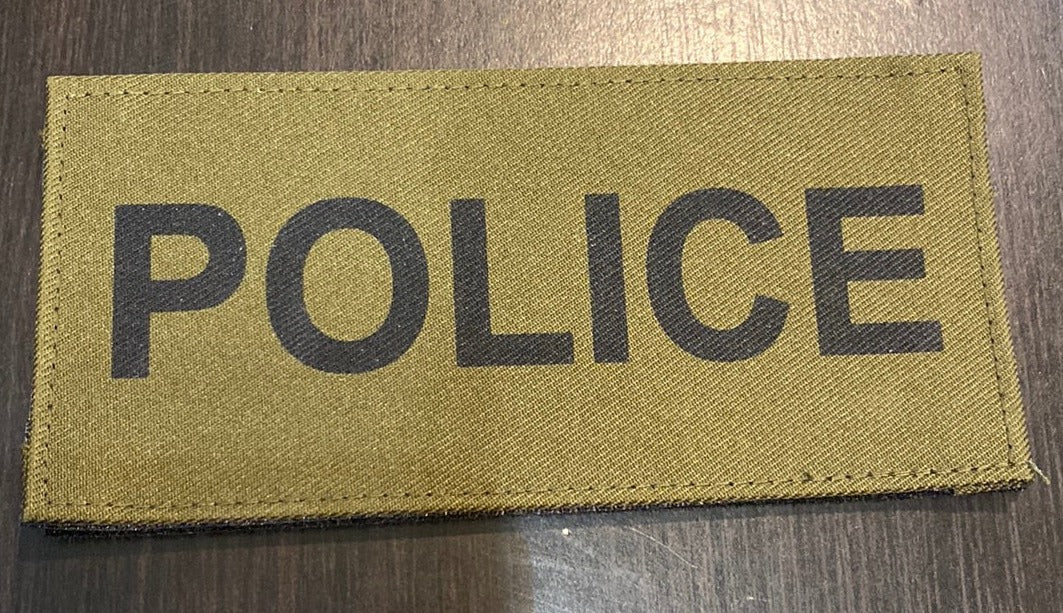 2.5"x5.5" Police Patch w/ Hook Black on Coyote