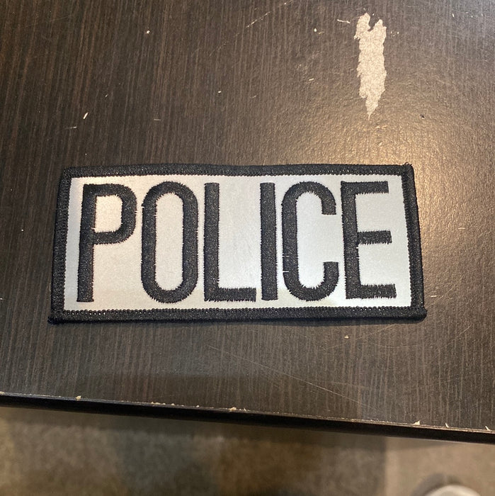 2" x 4" Reflective Police Patch Silver / Black